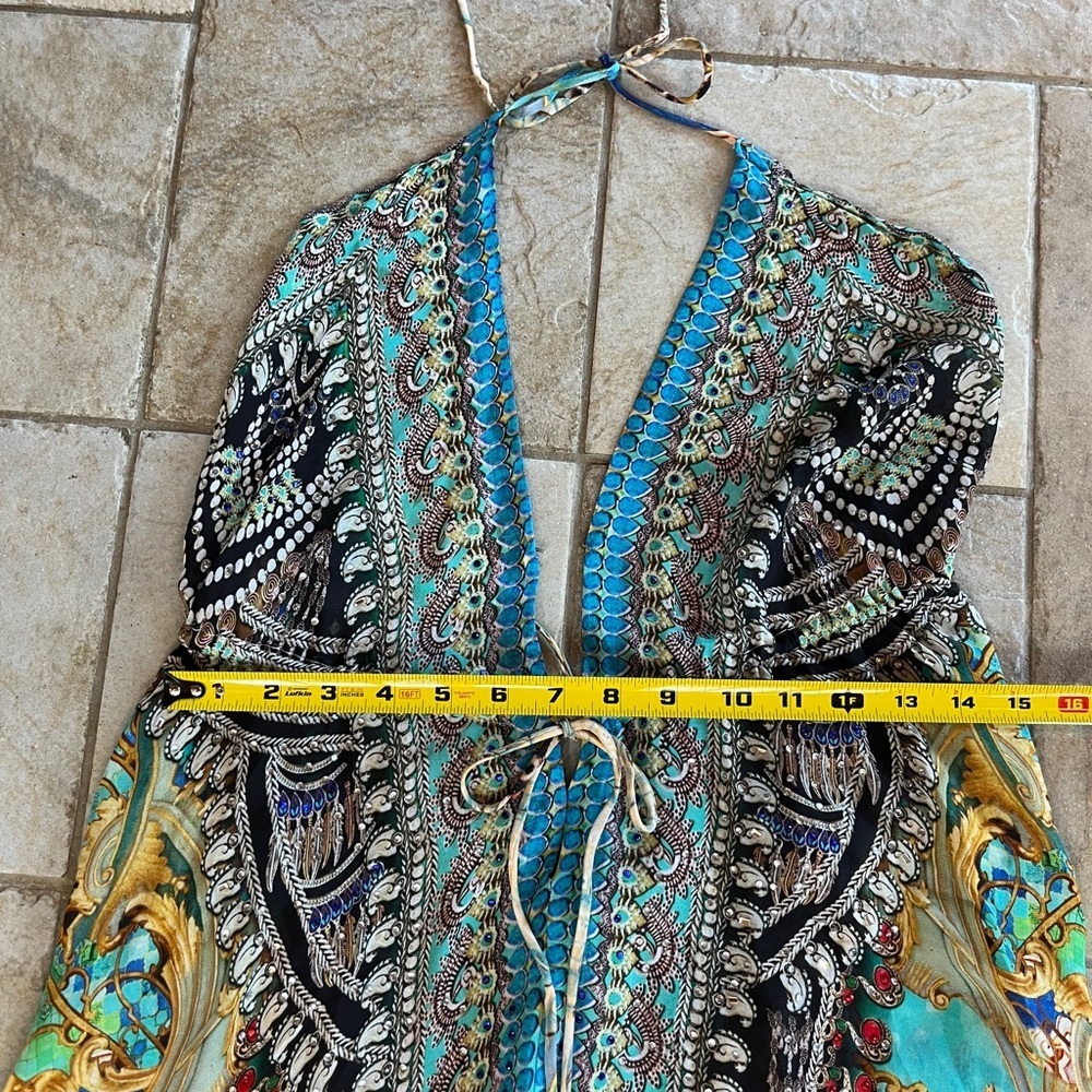 Bejeweled Tropical Maxi Dress Hi-Low Resort Cruise Love Island Boho Vaca Cruise - Picture 10 of 16